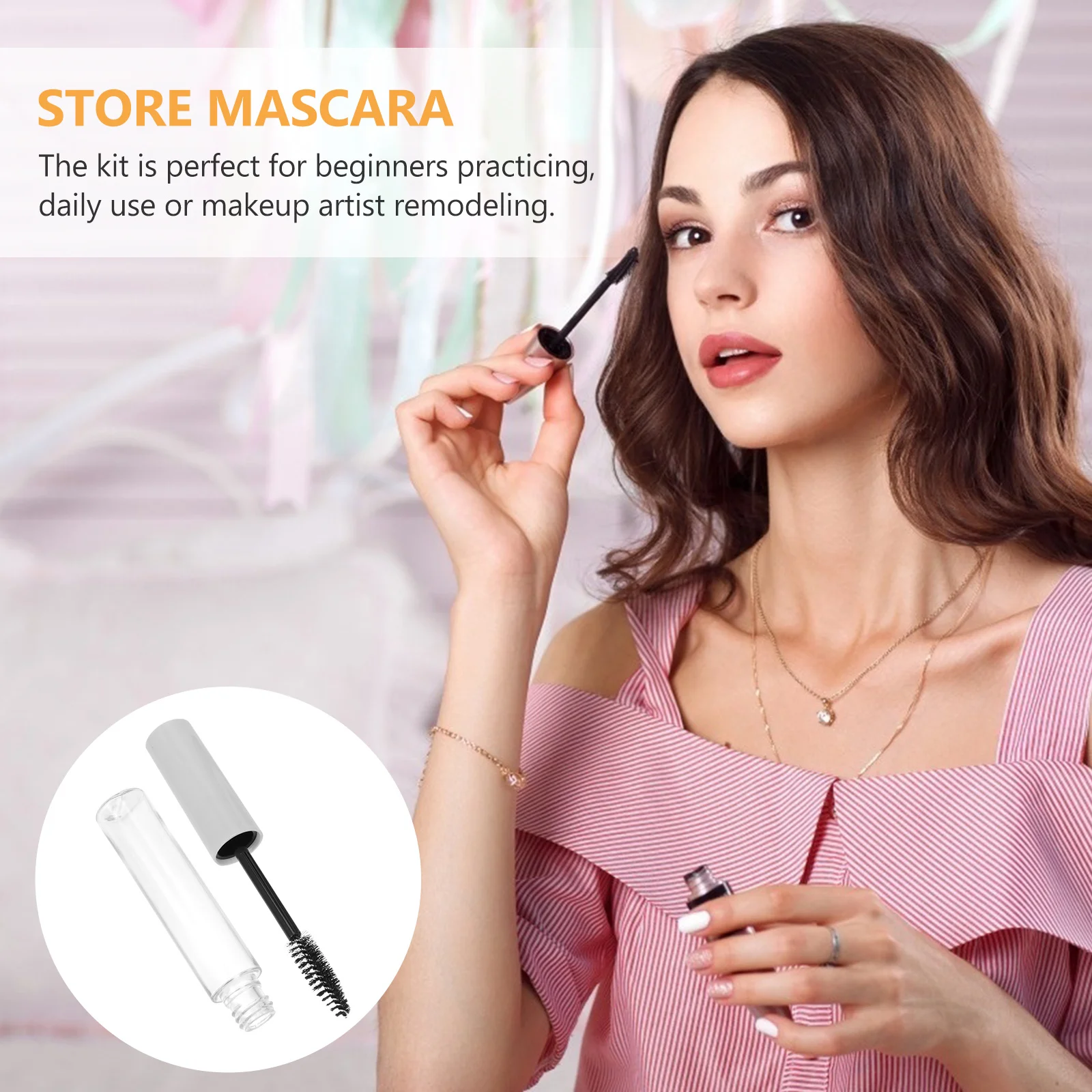 10 個のマスカラチューブ小型軽量プラスチック空容器 DIY まつげクリームに最適まつげブラシメイクアップ用ミニボトル