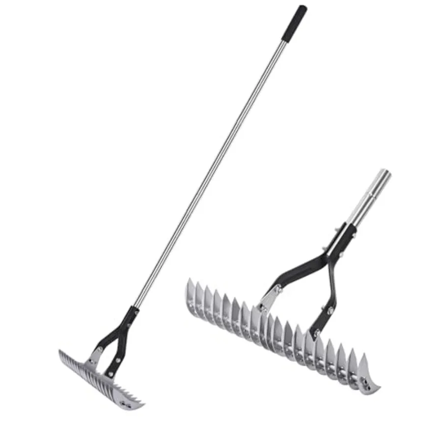 

Thatch Rake with 58.5-inch Adjustable Handle, 15-inch Efficient Steel Metal Rake Head, Suitable for Garden, Yard, and Lawn Remo
