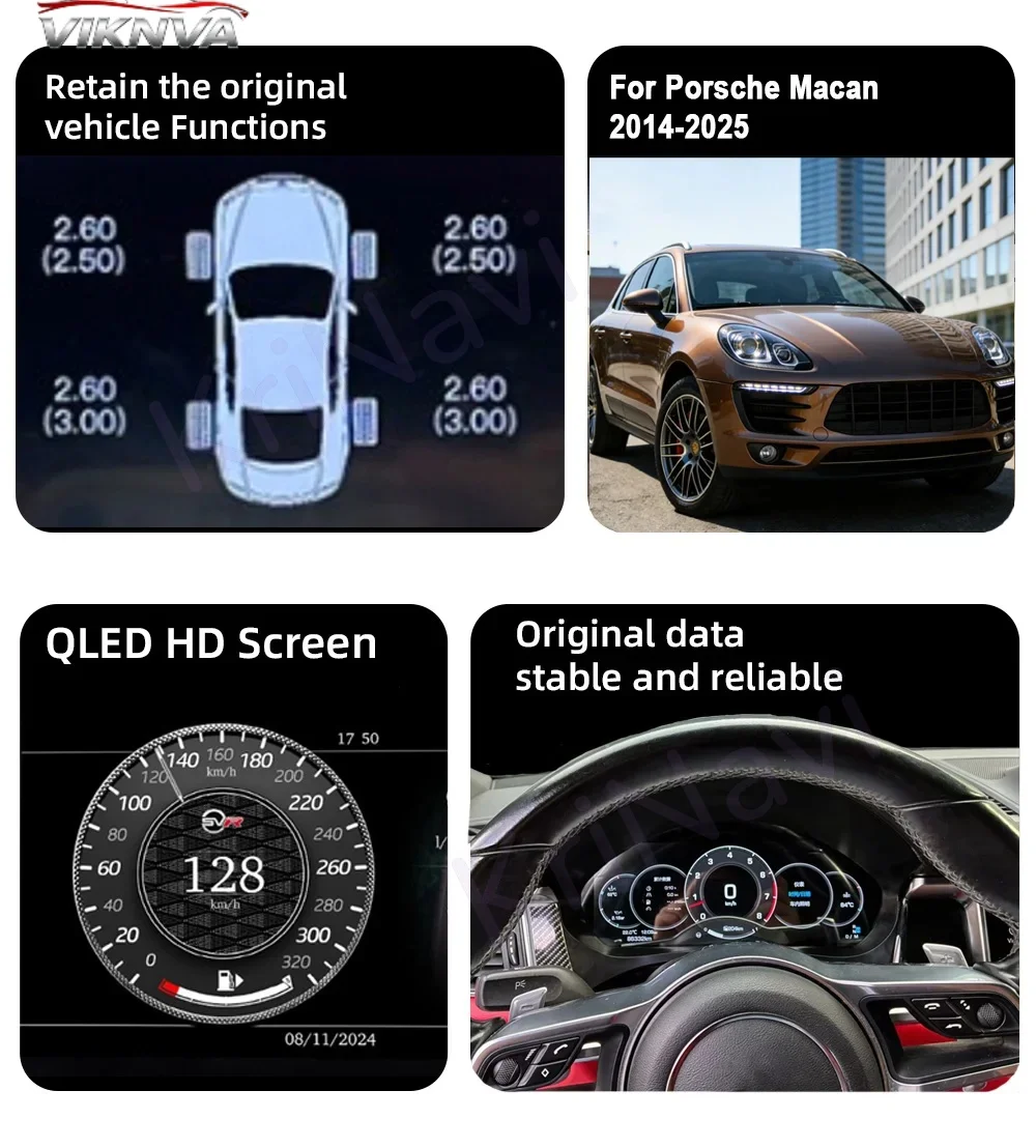 

10.25'' HD Digital Instrument Cluster For Porsche Macan 2014-2025 Carplay Speedometer Dashboard Gauge Cockpit Virtual Instrument