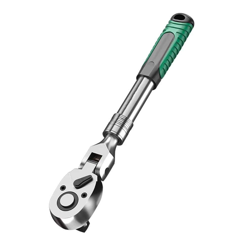 

Adjustable Head Ratchet Wrench with 180 Degree Flexible Head Quick Socket Change for Efficient Tightening and Loosening