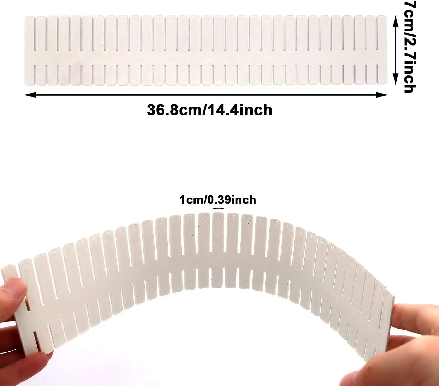 24Pcs Adjustable Drawer Dividers - 14.5Inch Plastic Storage Dividers - White DIY Grid Organizer for Socks, Underwear, Makeup, Cl