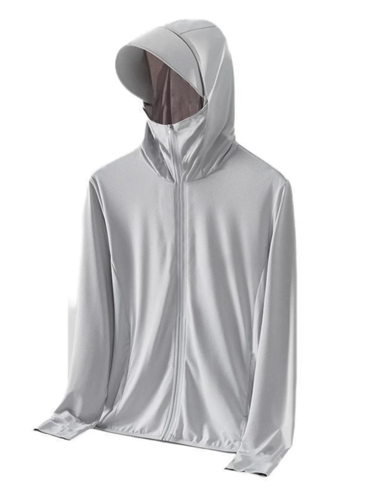 

Мужская летняя тонкая верхняя одежда из ледяного шелка, солнцезащитная одежда, новинка 2023 года, защита от ультрафиолета UPF50+, с длинными рукавами, капюшоном и застежкой-молнией