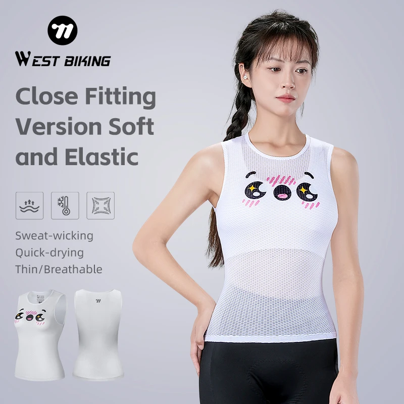 

WEST BIKING Women's Cycling Base Layers Quick Dry Breathable Cycling Vest Cute Expression Bike Undershirt Sports Bike Underwear