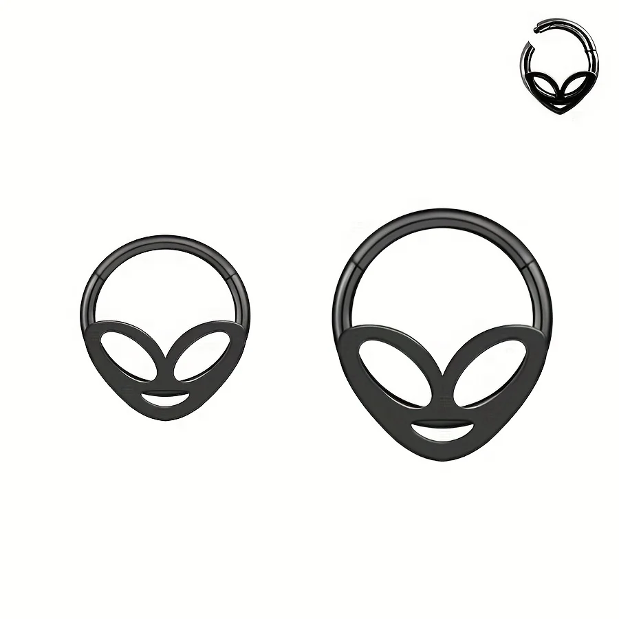 2pcs/4pcs Simple 316 Stainless Steel Seamless Ring Earrings For Men Halloween Mask Nose Rings Body Piercing Jewelry 8mm 10mm