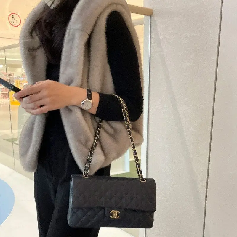 Loose Fit Hooded Mink Fur Vest Outerwear Rokid Style Casual Long Length Women's Fashion Winter Coat without Shoulder Sleeves