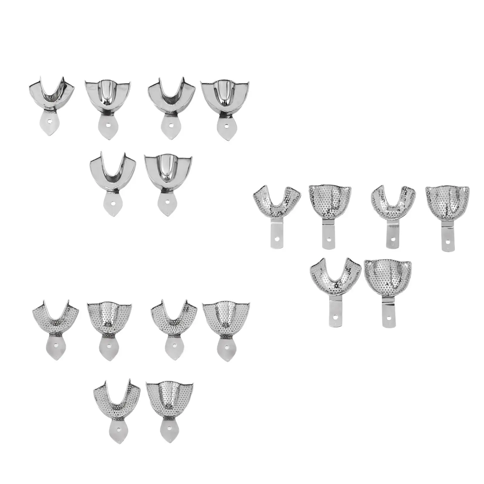 

6 Pieces Dental Impression Trays Easy to Use Easy Cleaning Comfortable Autoclavable Stainless Steel Dentures Orthodontics