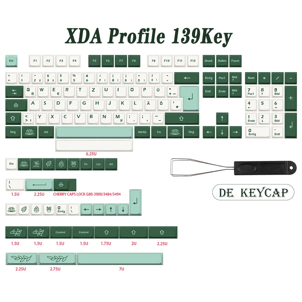 Cool Jazz Botanical Keycap PBT XDA Profile German French Spain ISO Dye Sub Keycaps For TKL GK61 GMMK PRO 7u AZERTY Keyboard Cap