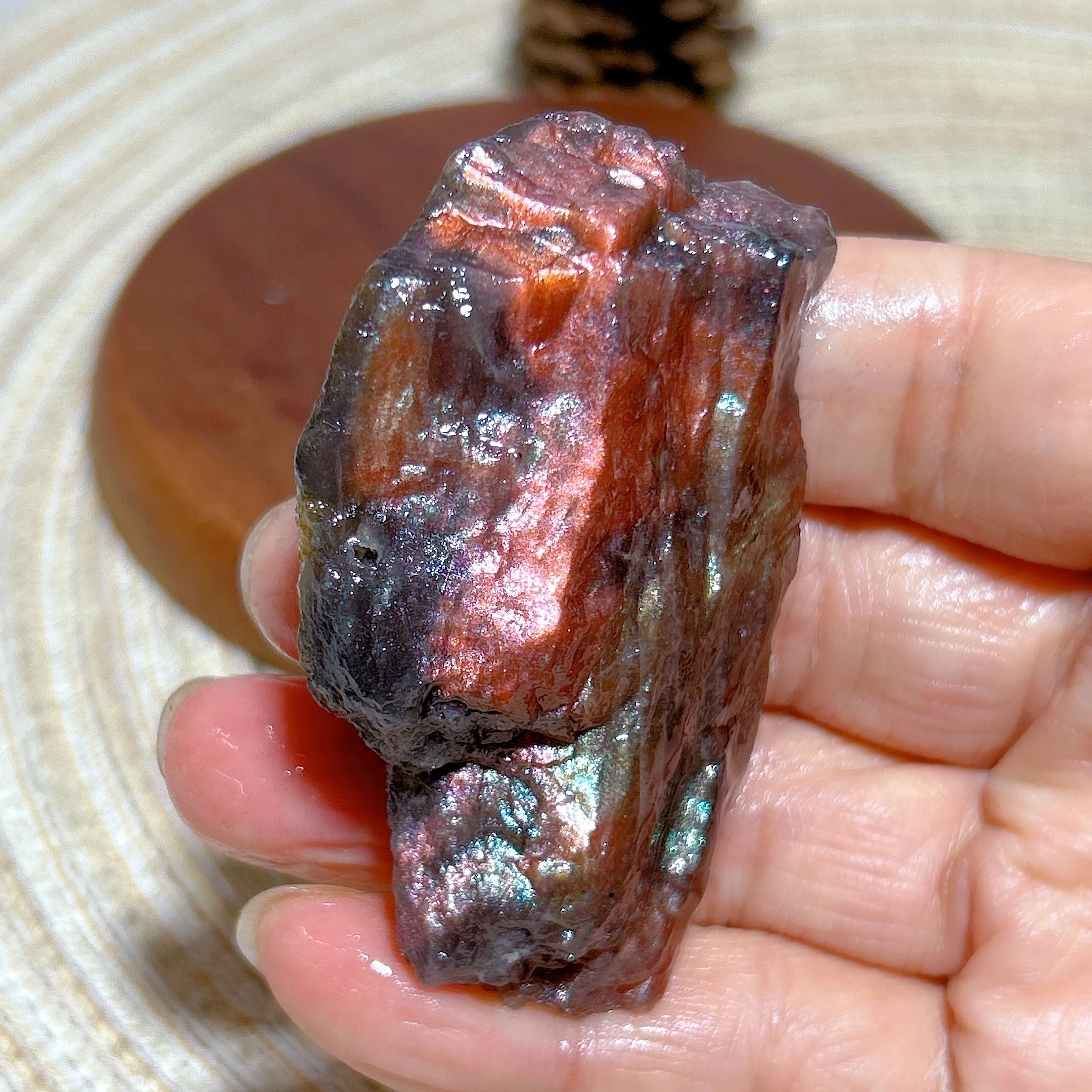 Healing Natural Crystal Black Galen With Copper Sunstone Raw Stone Rainbow Flashy Specimen Reiki Home Decorations Energy Gift