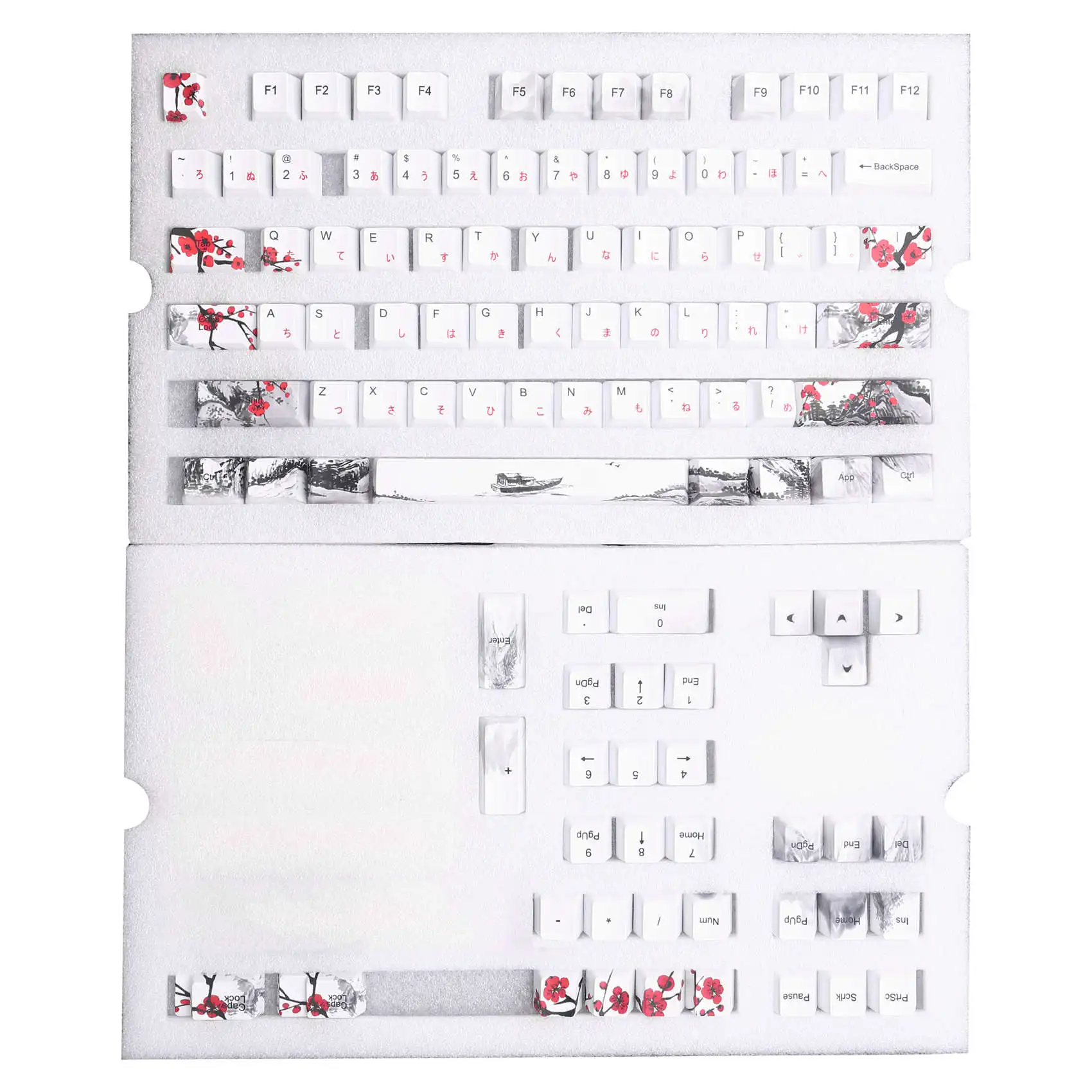 

110 Keys PBT Keycap Dye-Sublimation Plum Blossom Cherry Profile Key Cap DIY Mechanical Keyboard Keycap Set Japanese