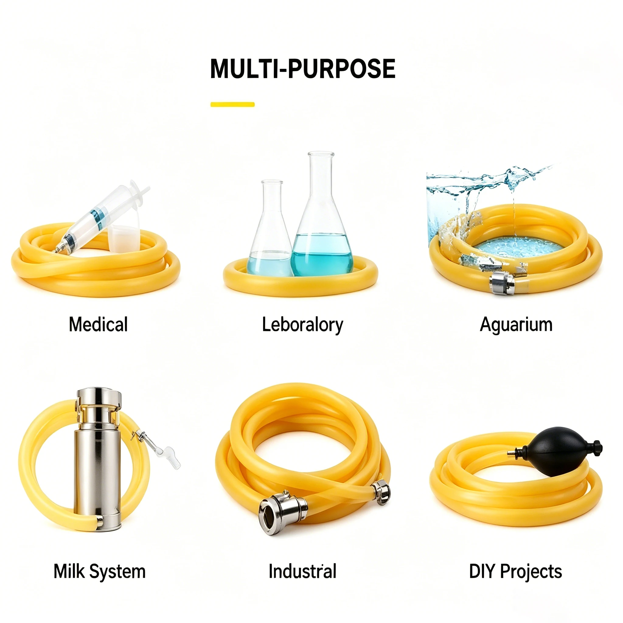 

5M/2M Yellow natural latex tube with inner diameter ID 1~8MM, excellent elasticity, flexibility and easy cutting