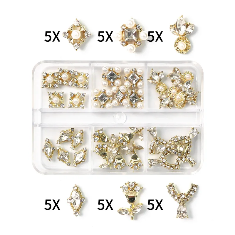 30 Stück Rosa Nagelcharms Legierung Strass 3D Stern Schmetterling Herz Kreuz Edelstein Nägel Kristall Diamant Nagelkunst Dekoration Zubehör