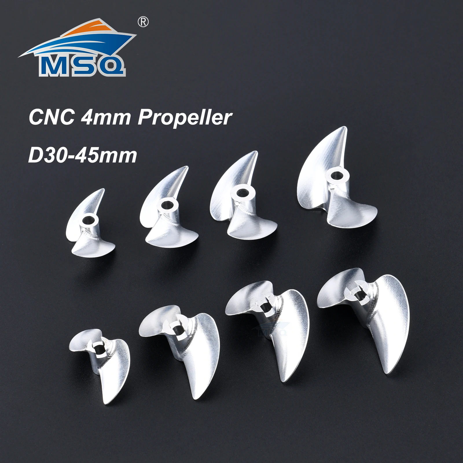 RC Boat CNC 2 blades Aluminum Propeller Left/Right D30/32/33/34/35/36/37/38/39/40/41/42/43/44/45mm Screw for 4mm Prop Shaft