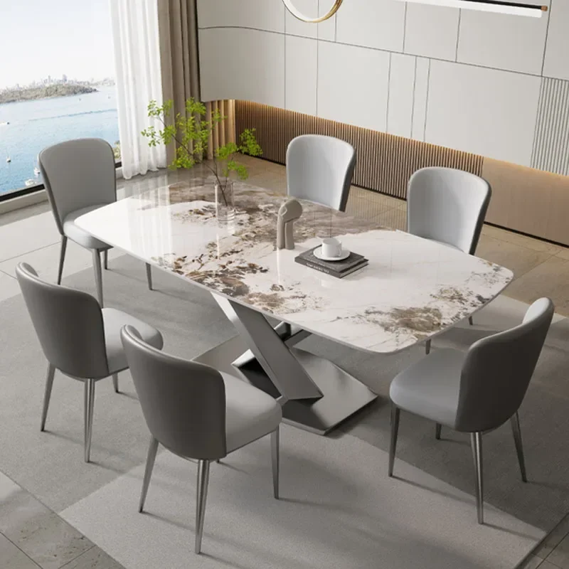 Metal Nordic Chairs Dining Table Kitchen Luxury Natural White Dining Table Restaurant Side Mesa De Jantar Home Furniture