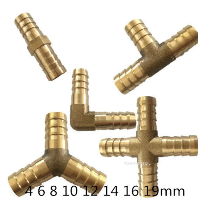 Brass Barb Pipe Fitting 2 3 4 way brass connector For 4mm 5mm 6mm 8mm 10mm 12mm 16mm 19mm hose copper Pagoda Water Tube Fittings