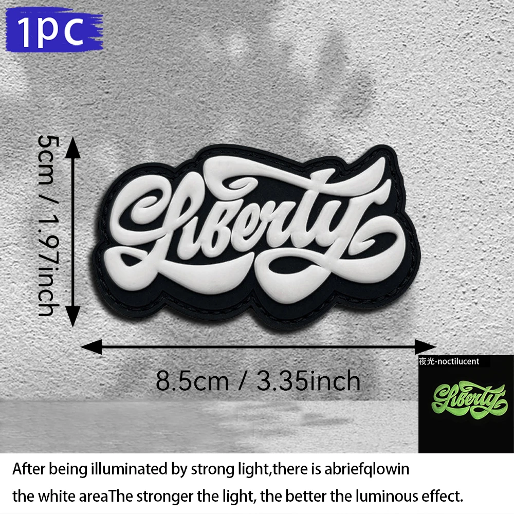 Artistic Font Outline Glow-In-The-Dark Pvc Arm Patch Badge, Thick Texture, Fine Workmanship, Suitable for Commuter Bags, Casual Vests, Personalized Label, Includes Fleece Backing