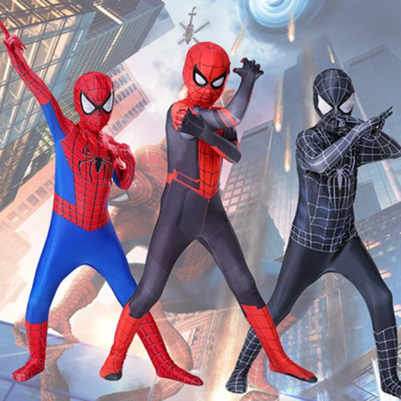 Disfraz de superhéroe Spiderman de Anime para niños, máscara de estilo 3D con lentes lujosas, vestido de fiesta de Carnaval para el día de Navidad