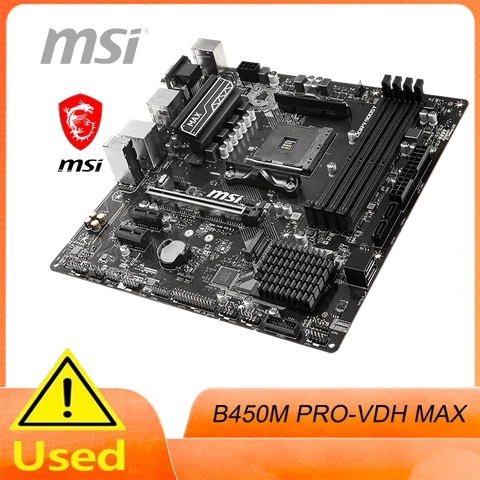 Placa base MSI PRO B450M PRO-VDH MAX AM4 AMD B450 Micro ATX AMD