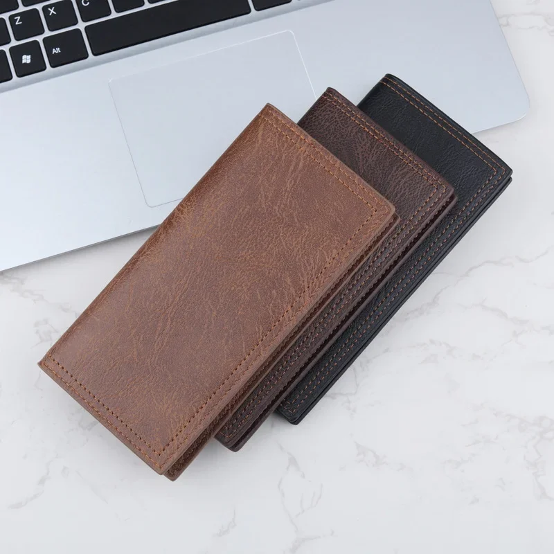 1PC Leather Long Men's Wallet Driver's Licence ID Wallet Card Case All-in-One Wallet Storage Protective Stowing Tidying Supplies