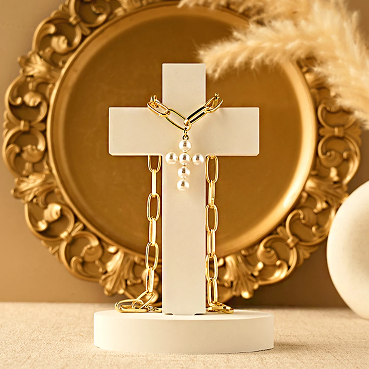 Easter Cross Ornaments Silicone Mold DIY 3D Cross Christian Sign with Base Craft Gift Gypsum Making Molds Home Decor Supplies