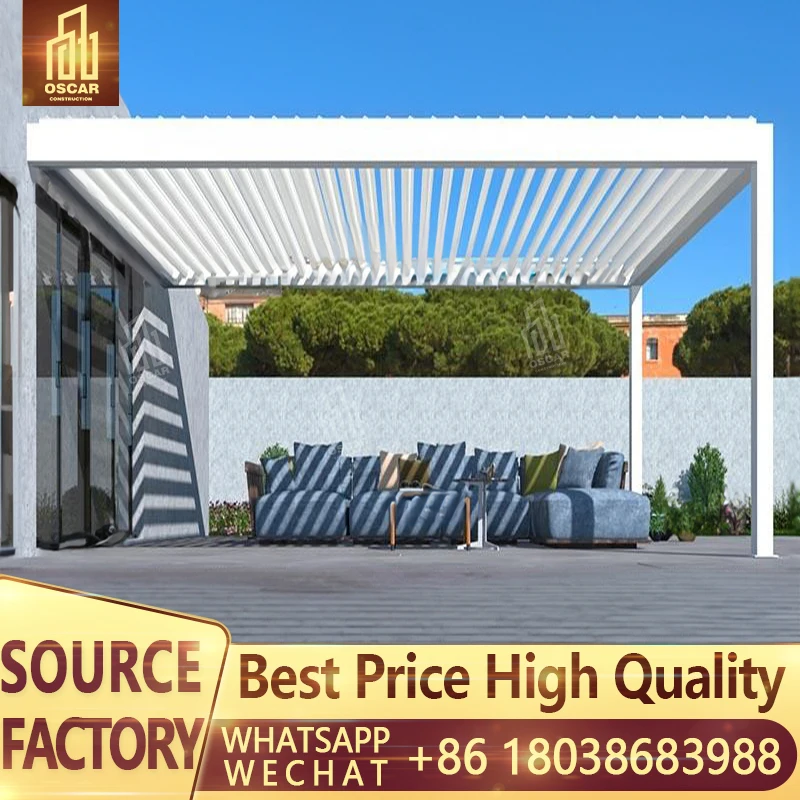 Electric metal louvre roof system garden used aluminum pergola manufacturer for sale