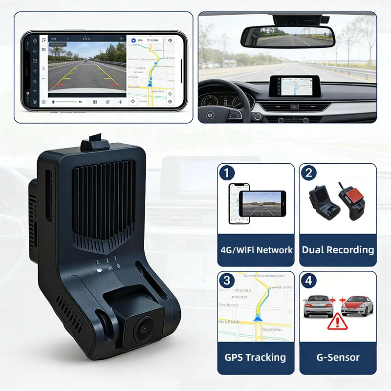 

1080P 2ch Dashcam Dual Lens Car Camera DVR Dash Cam with AI ADAS DMS 4G GPS Driving Recorder