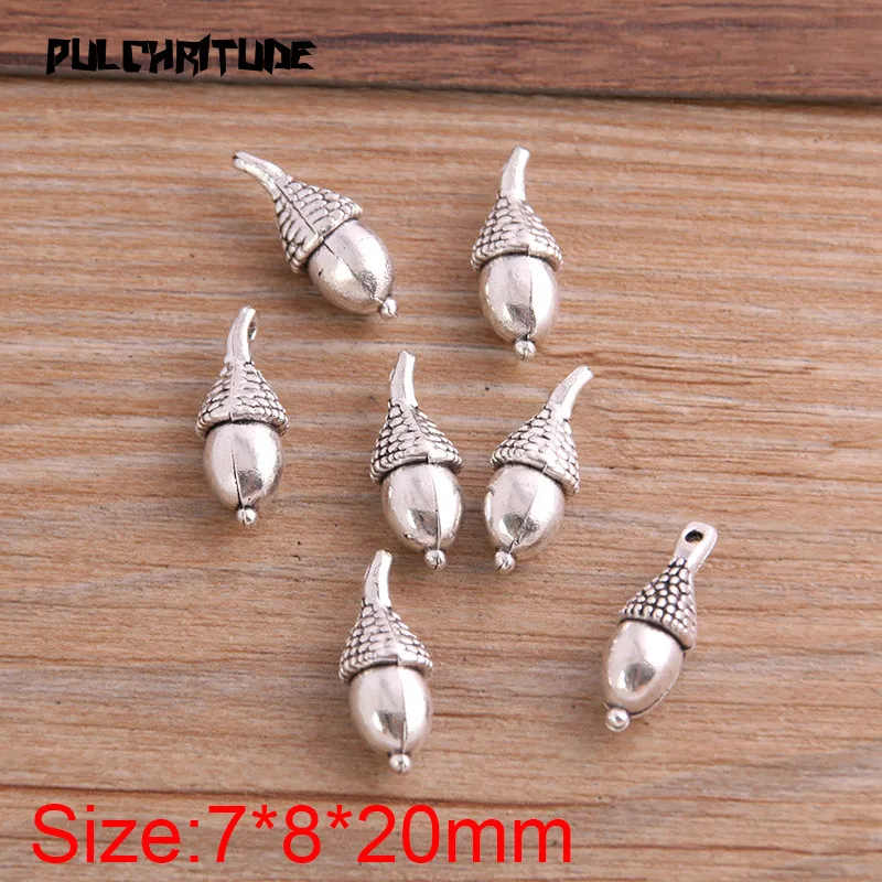 10pcs 7*8*20mm Two Color Metal Zinc Alloy Christmas Pine Cone Charms Fit Jewelry Medical Plant Pendant Makings