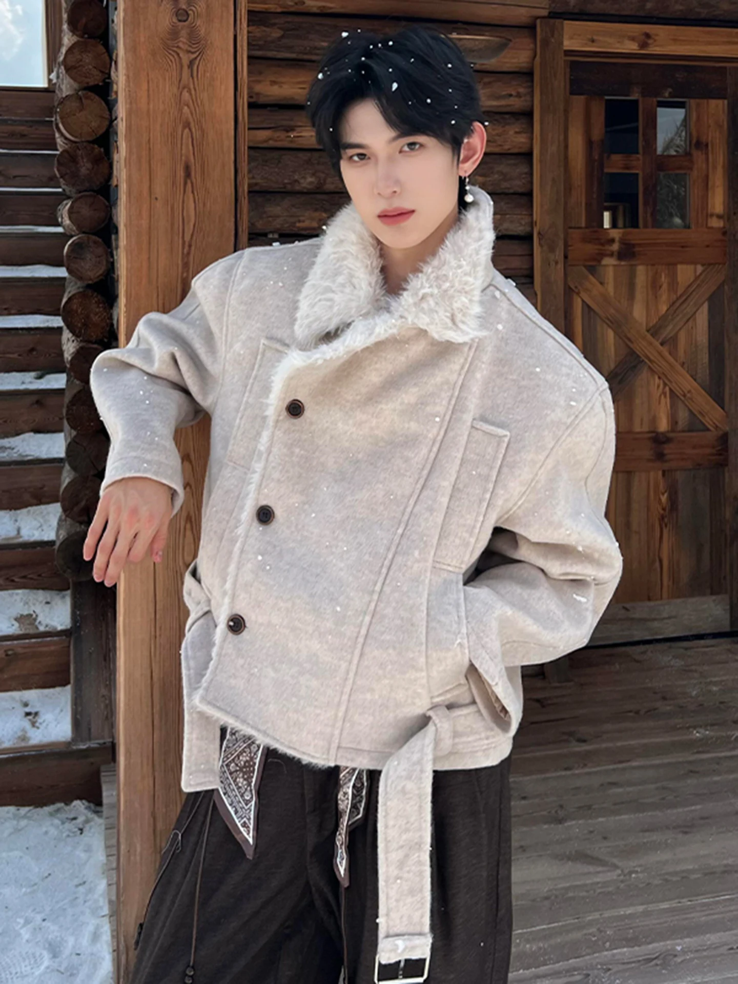 

Corduroy Men's Coat Autumn Winter Thiened Fce Lined M Model Mountain Eagle Double Buttoned Cotton Jaet Outerwear