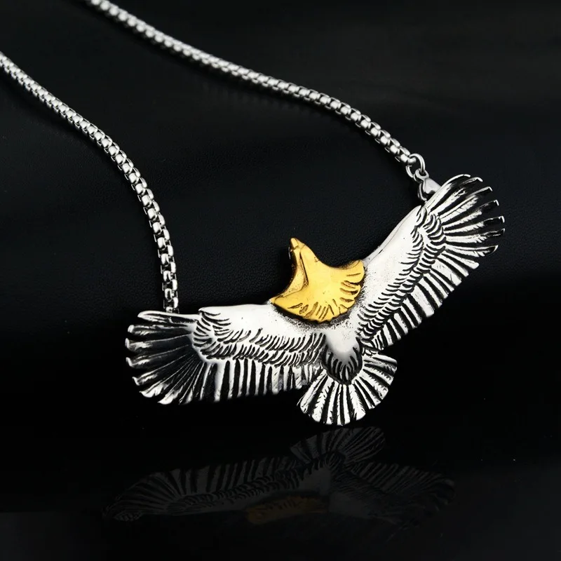 

Trendy Eagle Pendant Silver 925 Men Necklace Retro Punk Style Flying Eagle Choker Necklace Male Party Accessories Boyfriend Gift