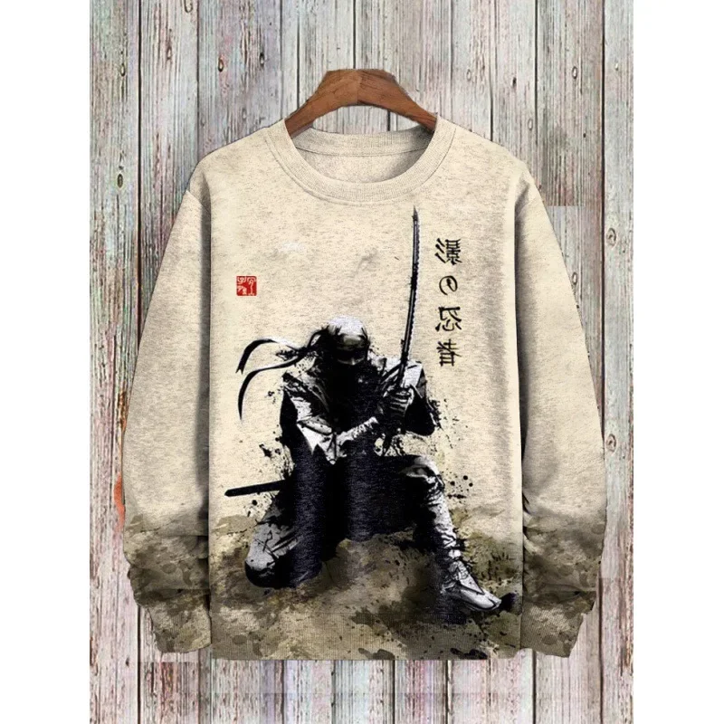 3D Anime Graphic Long-Sleeved Printed T-Shirt Japanese Style Sweatshirt For Men Hoodies Oversized Pullover Men's Clothing Tops