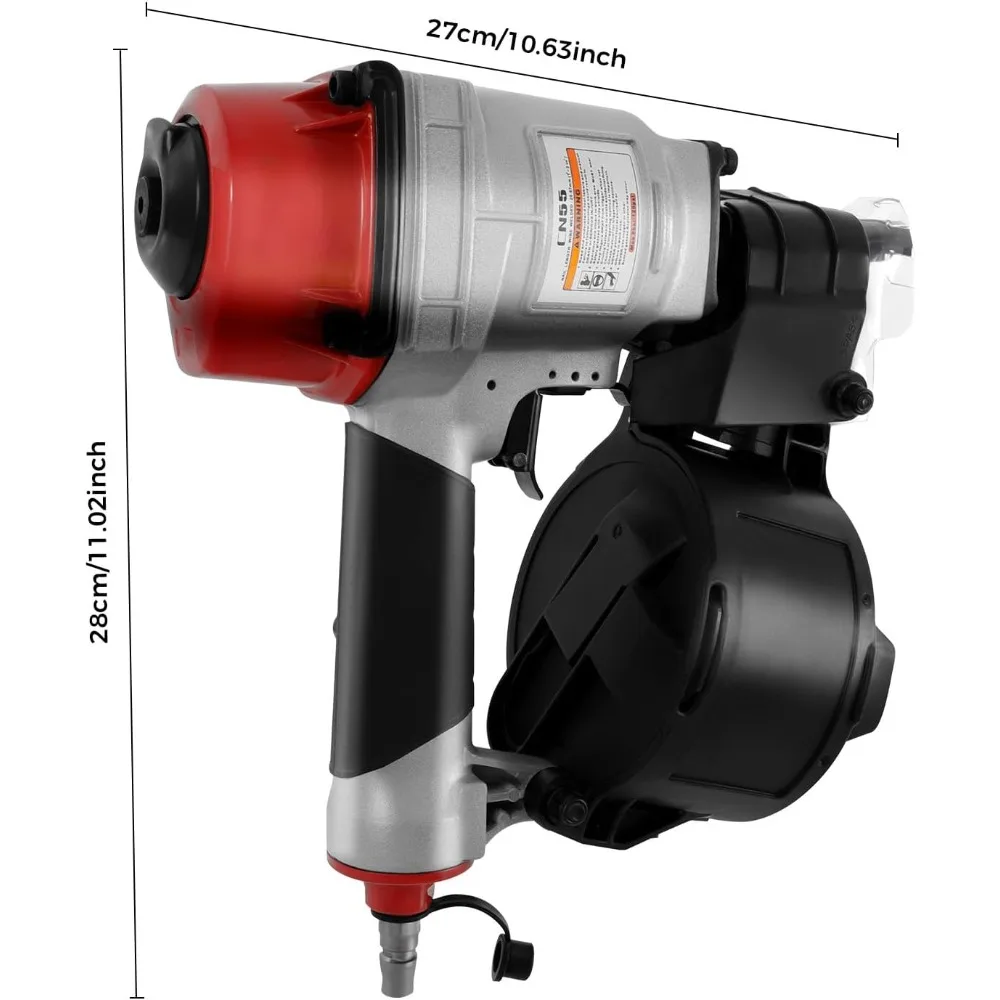 Pistola pneumática para cerco, capacidade de 300 pregos, 75-100 PSI, bobina de 1 a 2-1/4 polegadas, inclui óculos de segurança, contínua