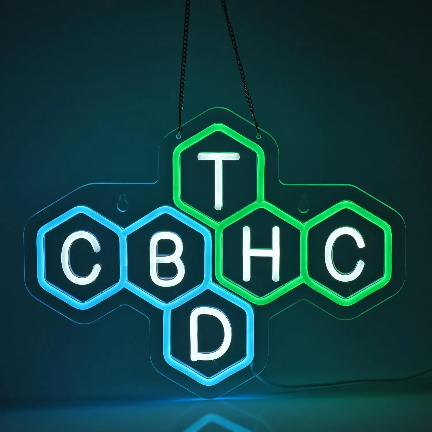 CBD THC Neon Sign, Neon Lights Hanging Wall Art Decoration for Business Restaurant Smoke Home Man Cave Louge Shop Bar Pub