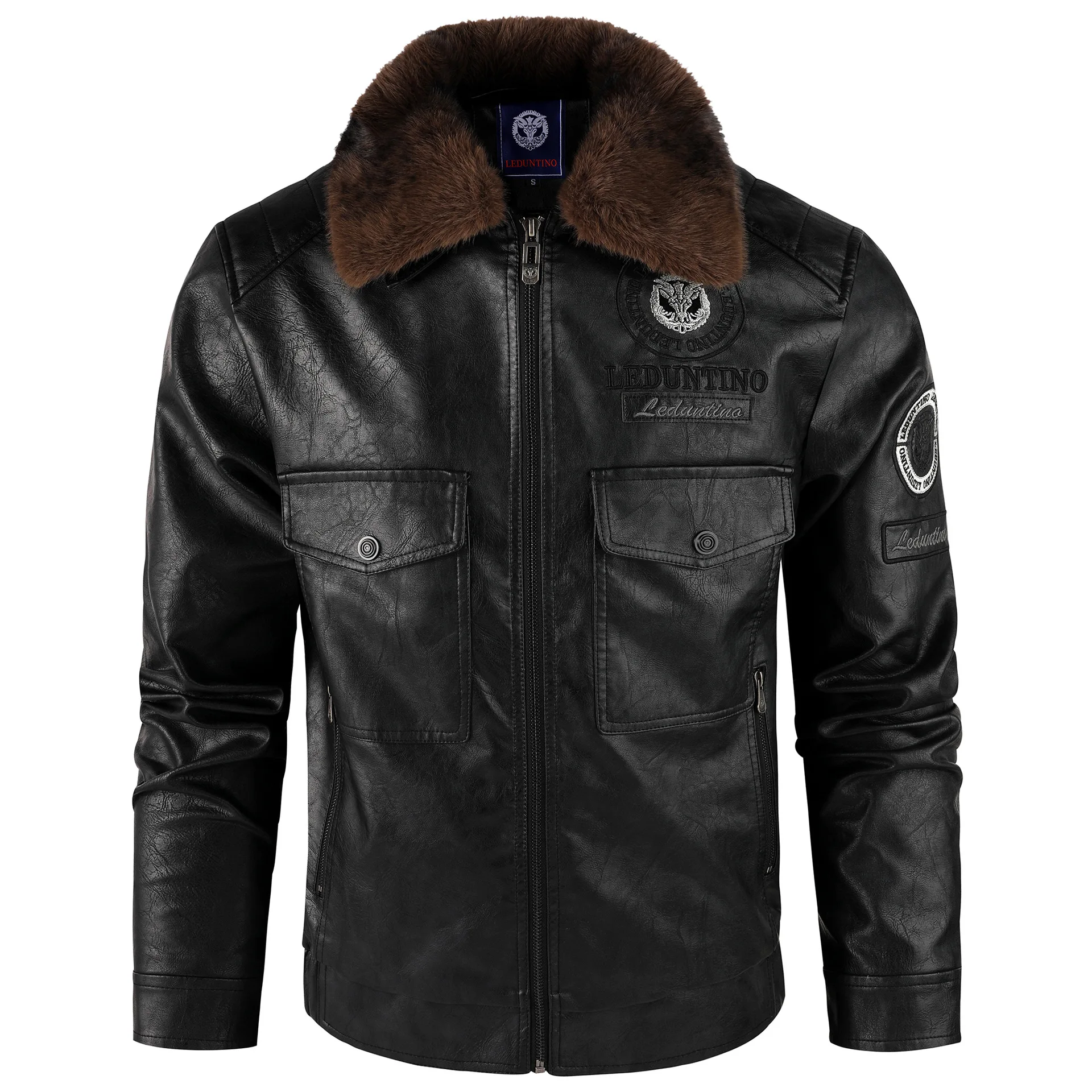 New Fashion Men Autumn Fur Collar Leather Jackets Man Trendy Casual Leather Coats Male Motorcycle PU Leather Jackets Coats 3XL