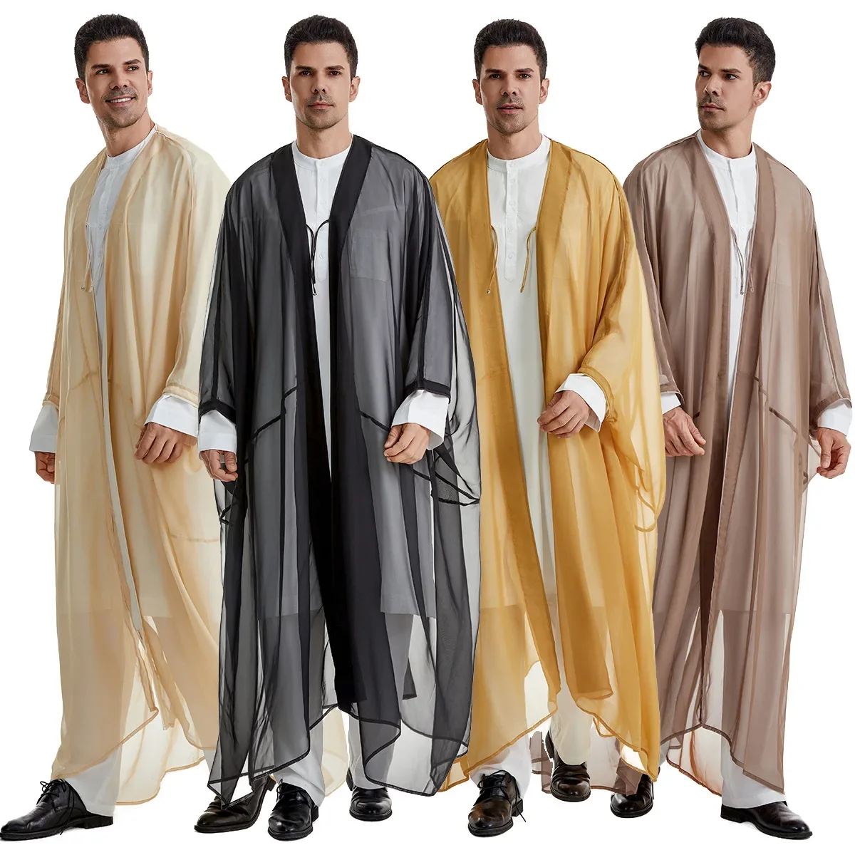 2024 New Style Islamic Men\'s Muslim Robes, Arab, Saudi, Iranian, Dubai, UAE Men\'s Muslim Fashionable Outerwear Clothing M-XL