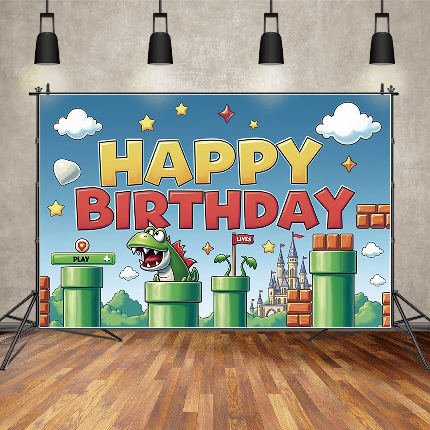 

MOON.QG Green Chimney Games Backdrop Photography Crocodile Boy Happy Birthday Banner Photozone Background Baby shower Studio