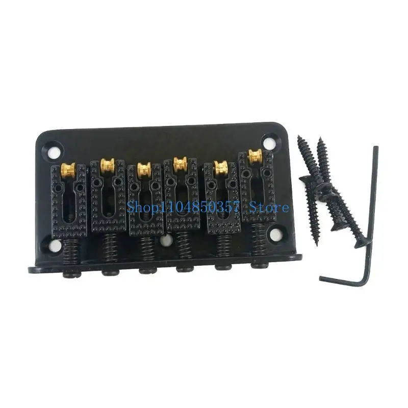 652F 78mm 6 String Guitar Roller Saddle Hardtail Bridge Top Load Tailpiece Replacement Kits with L Shaped Wrench Mount Screws