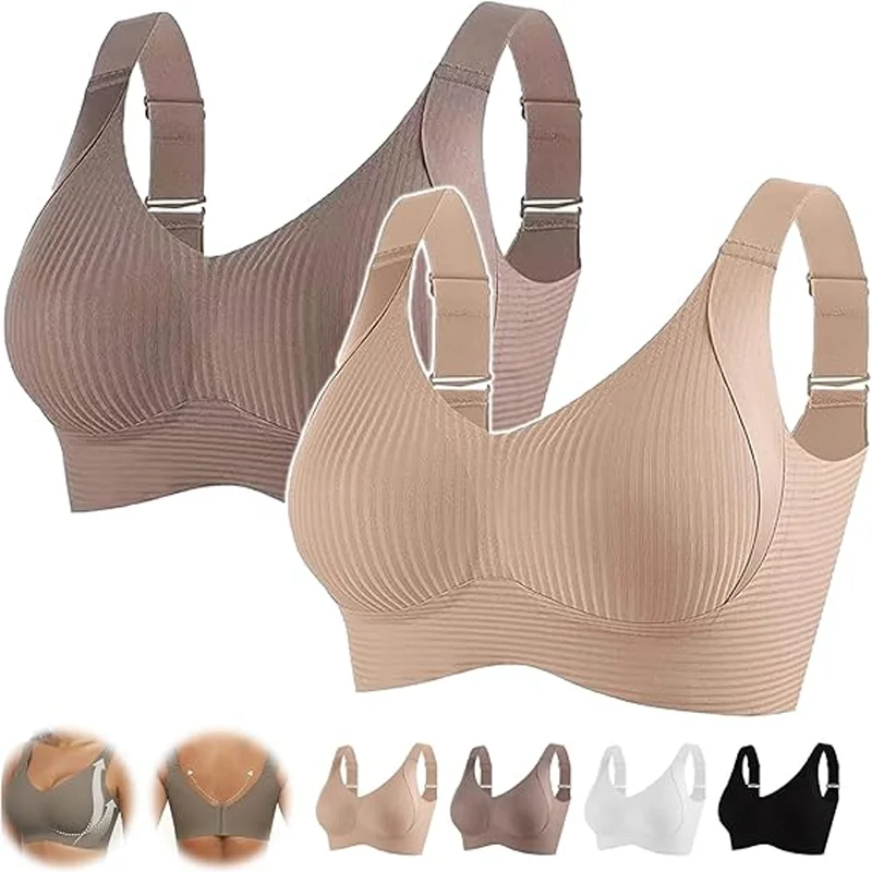 

New Year's Red Soft Support Large Size Seamless Underwear Women's Full Cup Adjustable Big Breast Revealing Small Breast Reduction Bra