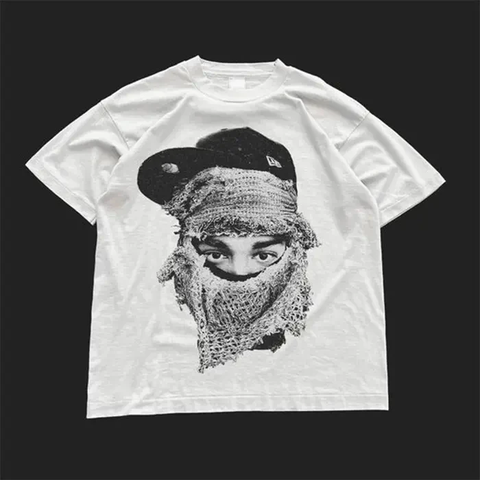 American Trendy Hip Hop Street Style Women's T-Shirt Unisex Celebrity Portrait Print Tee Vintage Photo Top Men Women's Clothing