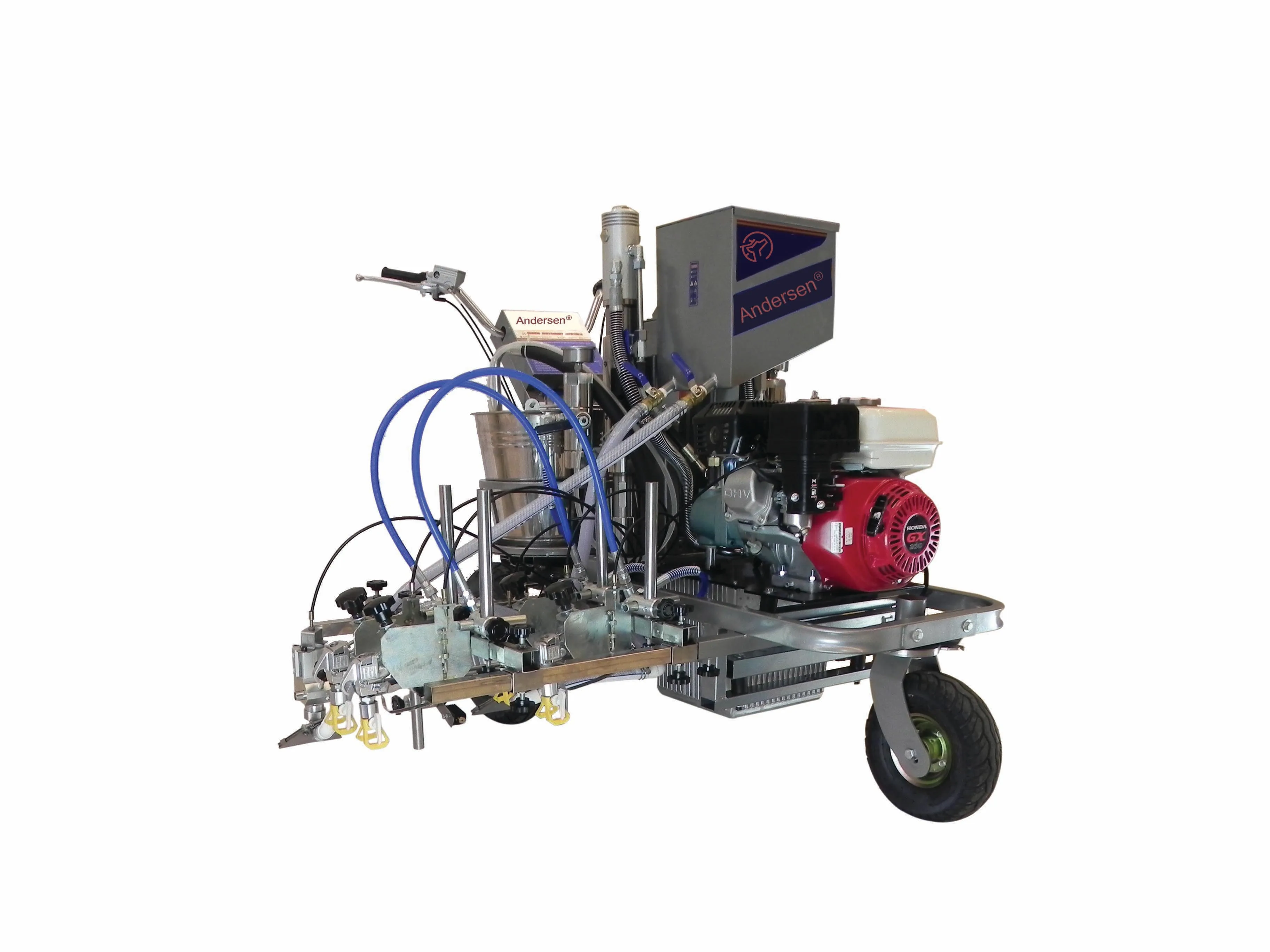 Nueva máquina automática de marcado de carreteras frías con soporte de cuentas sueltas de vidrio con bomba y motor para una línea de pintura eficiente