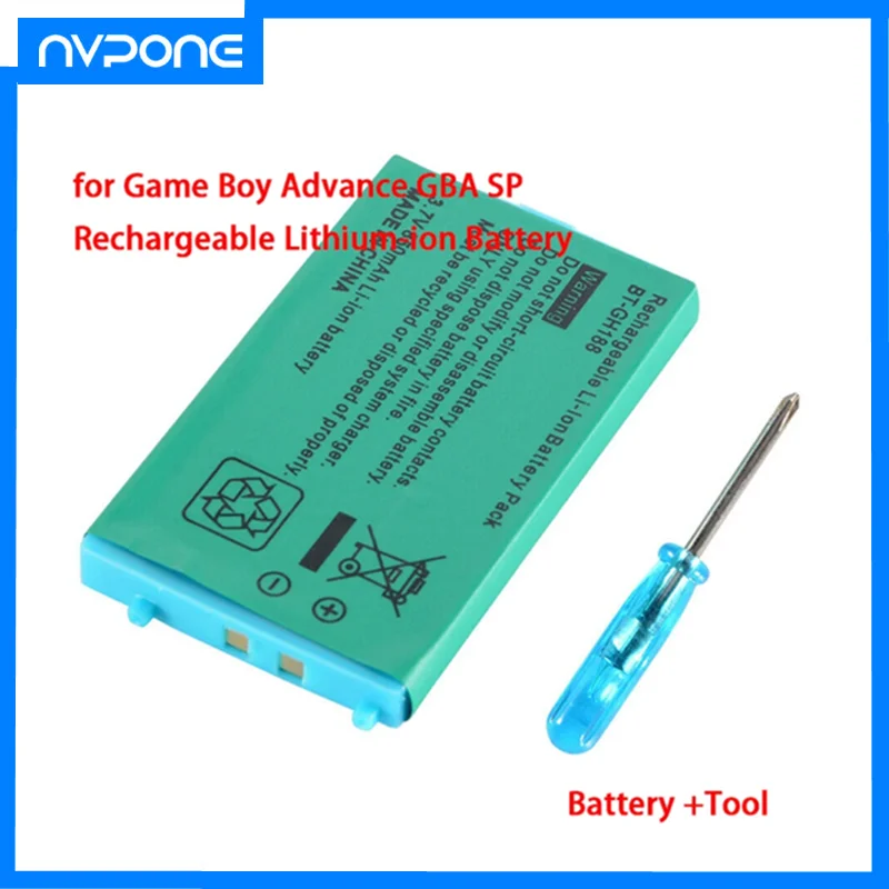 Bateria recarregável de íon de lítio, 850mah, para gba sp, para nintendo game boy advance com chave de fenda
