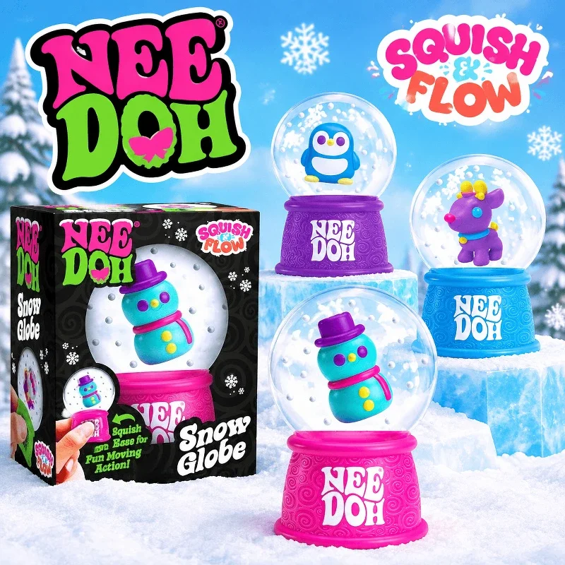 New NeeDoh Glitter Squishy Snow Globe Crunch Toy Squeeze Nice Cube Sensory Fidget Toy Stress Relief