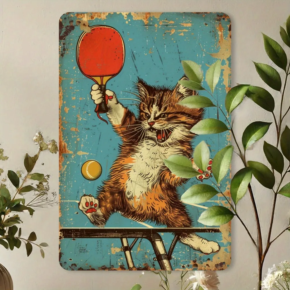 CIFBUY Vintage Aluminum Wall Art Waterproof Scratchproof Ping Pong Sign For Home Gym Indoor Outdoor Yard Decor