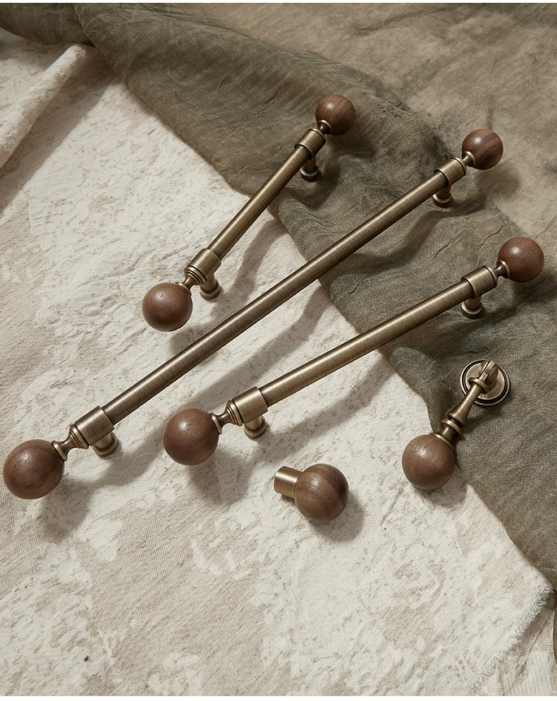 ANXIANG manija de latón antiguo cajón de nogal puerta de armario armario cocina manija de bola retro de bronce