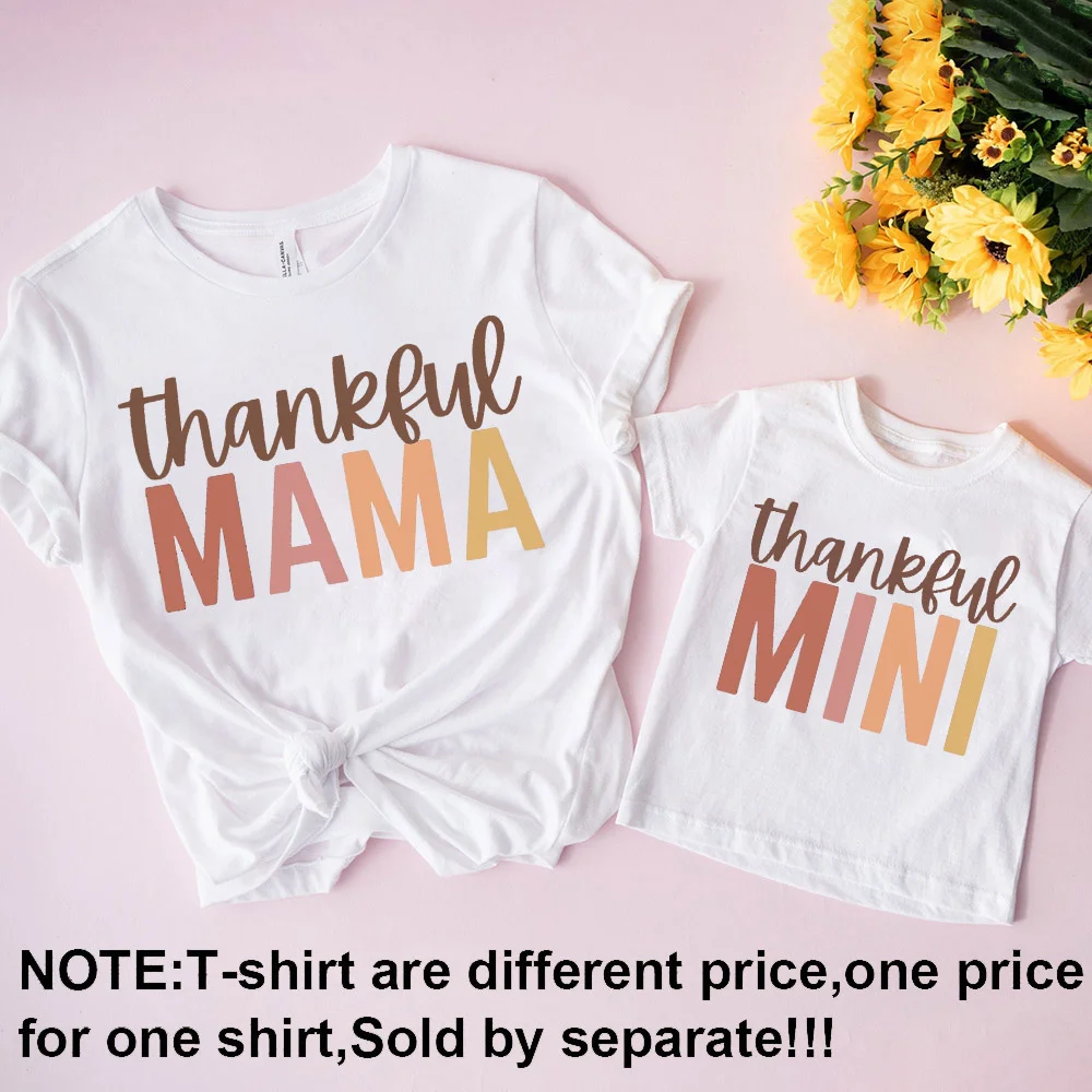 Thanksgiving Family Matching Outfits, Mommy Kids Camisas, Mini Mama T-Shirt, Roupas