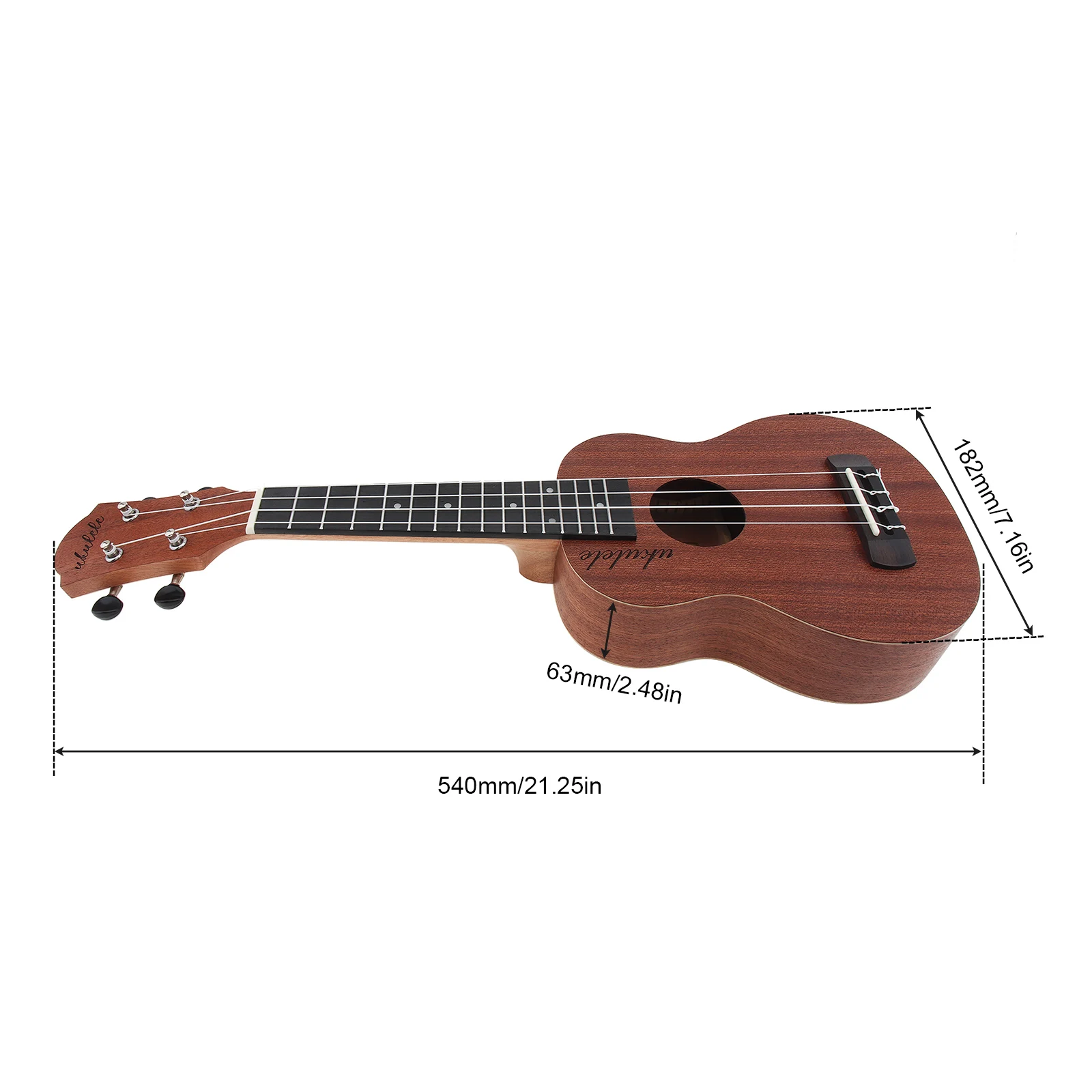 21 Inch Soprano Ukulele / Bag Sapele Wood 15 Fret Four Strings Hawaii Guitar String Musical Instrument