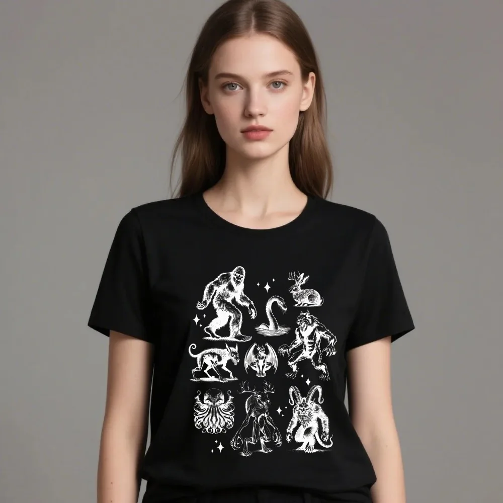 Cryptid Folklore Shirt Cryptozoology Tees Fantasy Weirdcore Clothes Retro Cryptidcore Gift for Mythology Lovers T Shirt