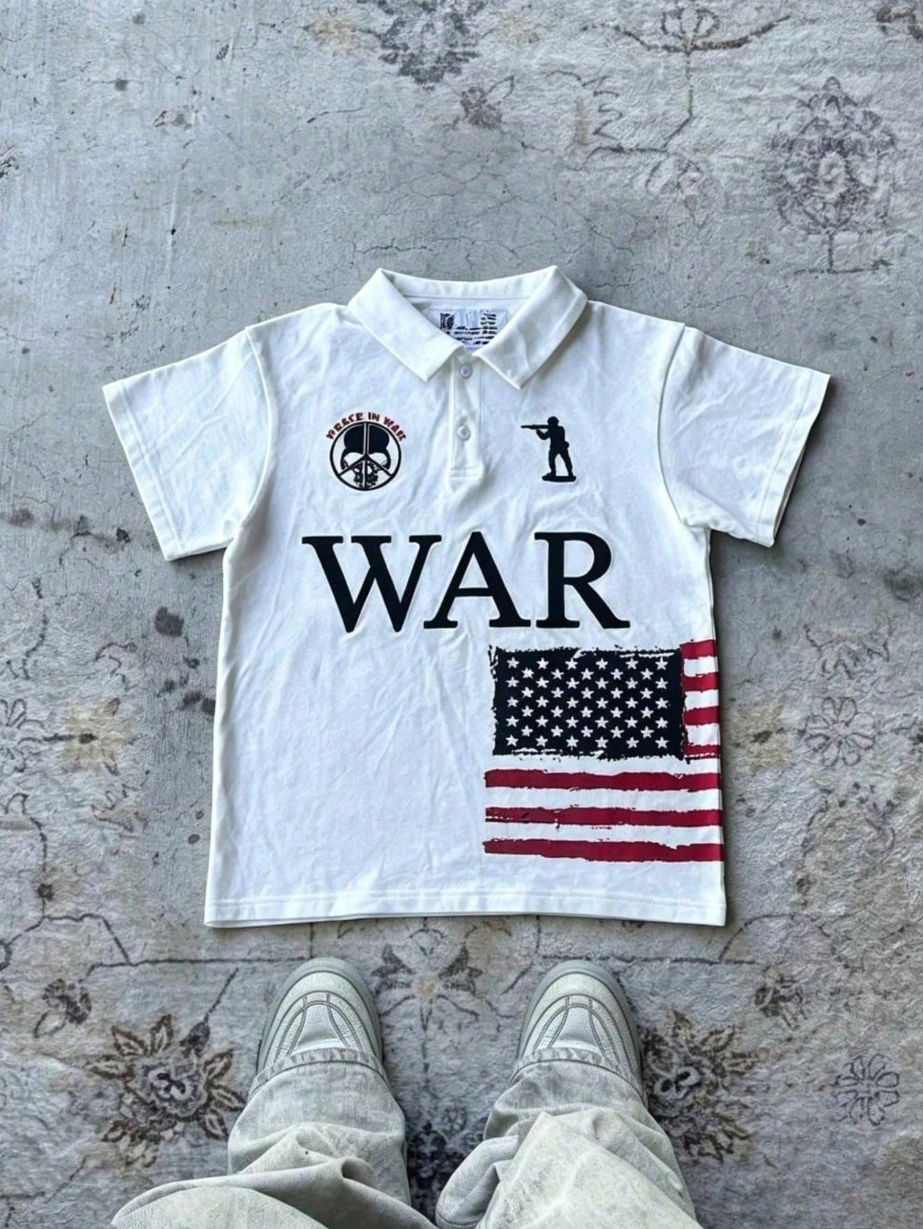 American Polo Shirt, Printed Round Neck Polo, Suitable for Both Men and Women To Wear in Summer