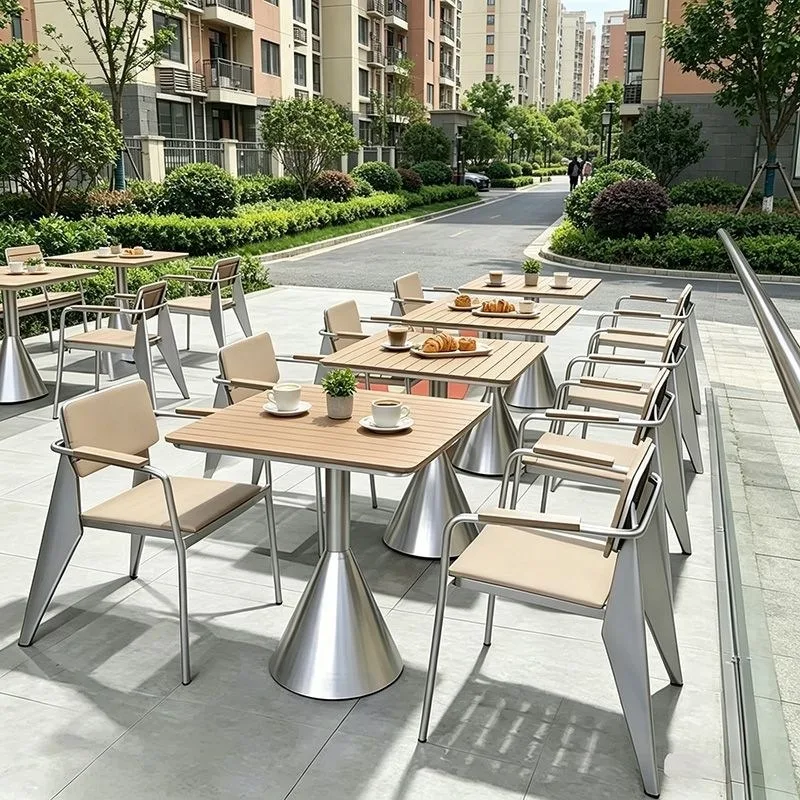 Sunscreen outdoor leisure table and chair combination, bar lounge area small round table