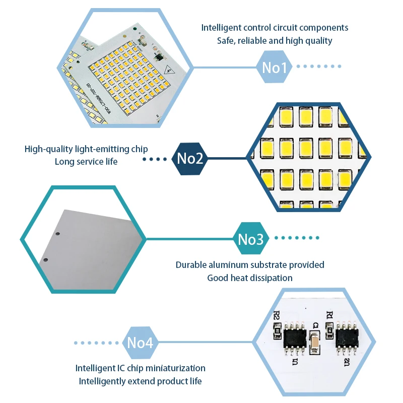 10pcs/lot Led Lamp 10W 20W 30W 50W 100W Smart IC Floodlight COB Chip SMD 2835 Outdoor Long Service Time DIY Lighting In 220V