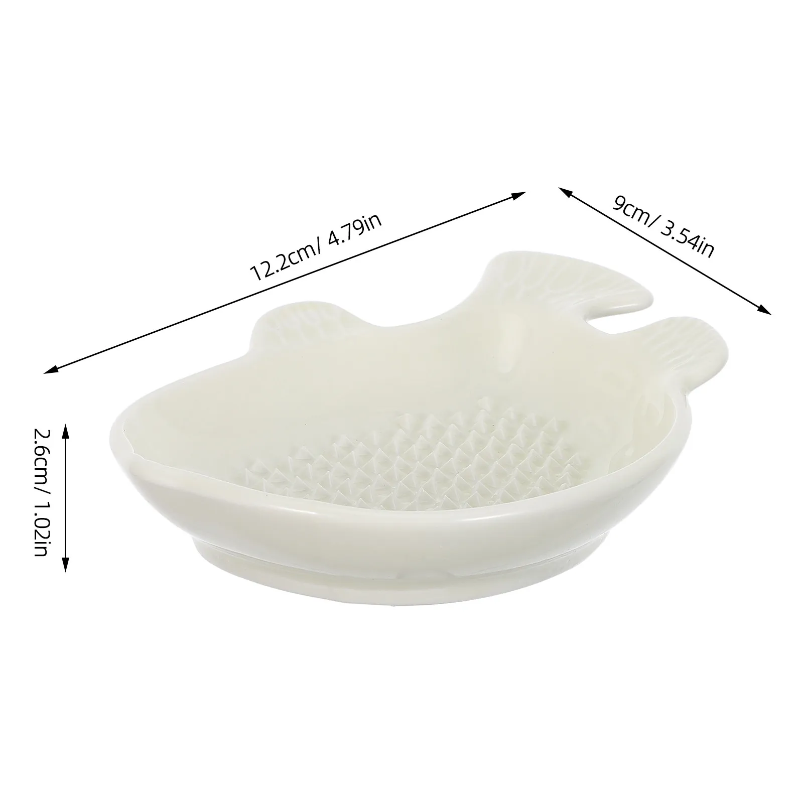 Ceramic Garlic Grater Plate 4.8x3.5 Fish Shaped Ginger Grating Dish Kitchen Spice Grinder with Brush Compact Food Grinding Plate