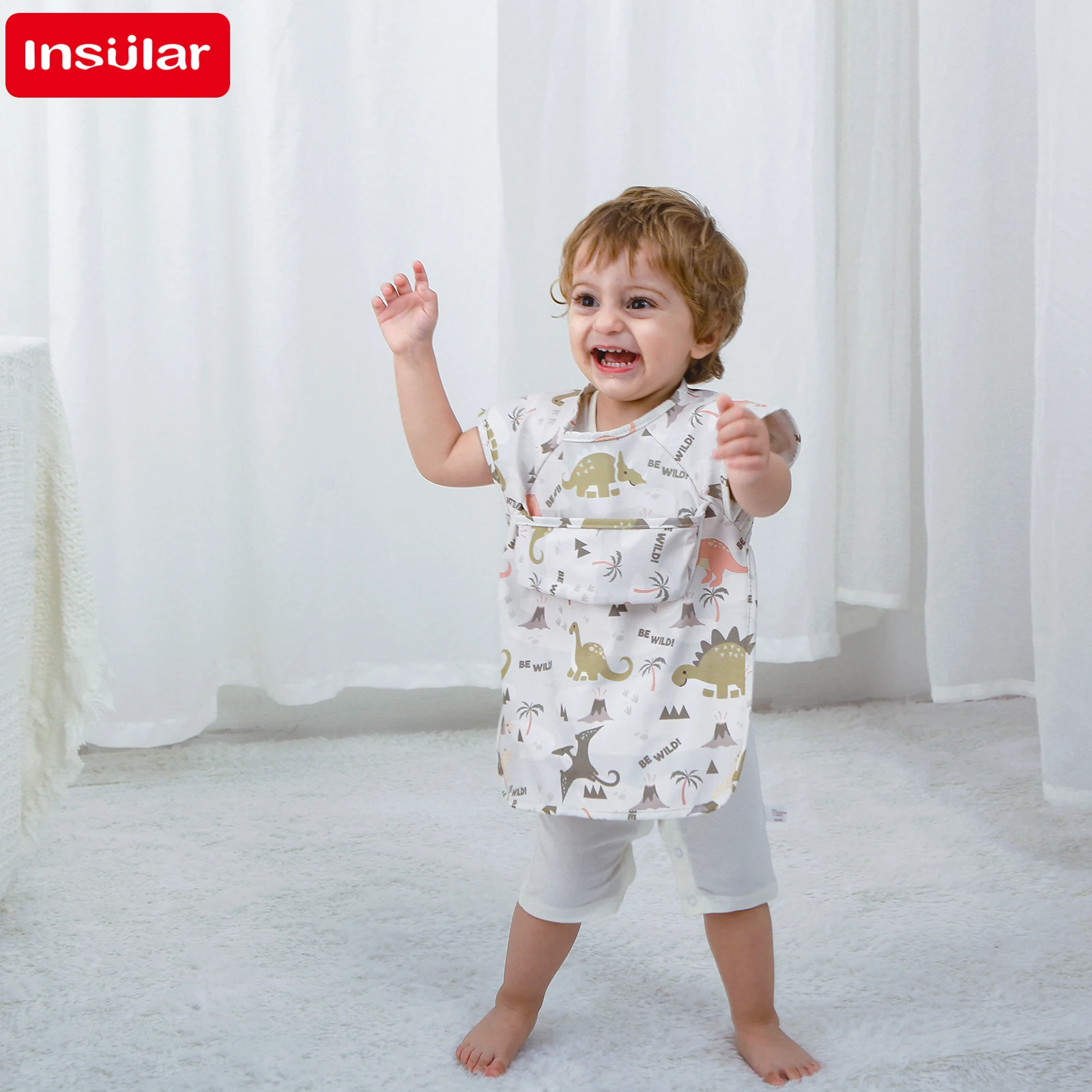 

INSULAR Infant Bib Feeding Saliva Towel Baby Super Waterproof Cloth Infant Anti-dirty Dressing Pocket Danish Style Sleeveless PU